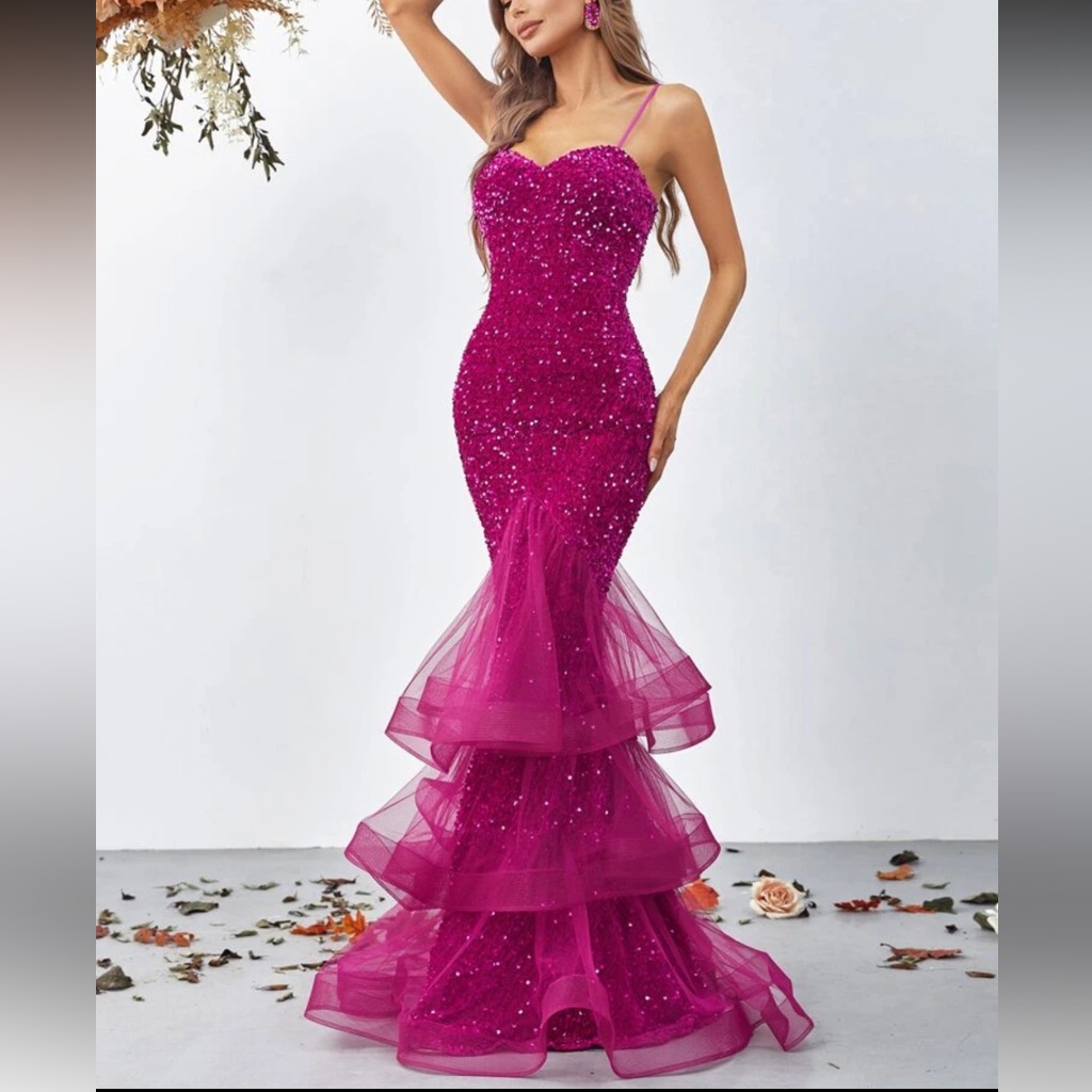 New  Luxury Magenta Evening Gown